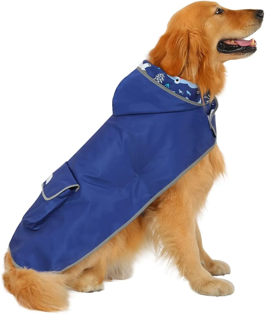 HDE Reversible Dog Raincoat Hooded Slicker Poncho Rain Coat Jacket for Small Medium Large Dogs Sharks - XXL