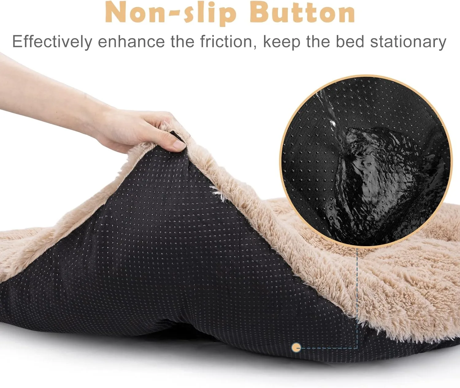 JOEJOY Ultra Soft Calming Dog Bed, Washable Anti-Slip Kennel Mat for Large Medium Small Dogs, 40" x 27", Beige
