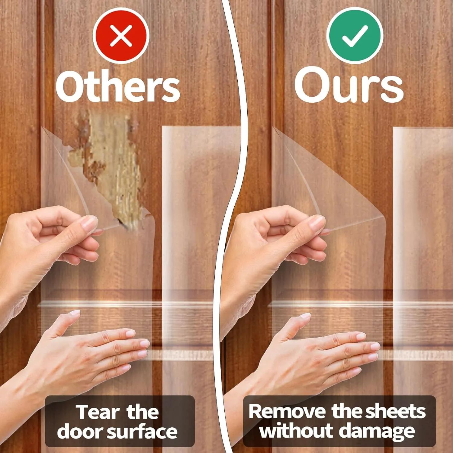 KEBE Door Scratch Protector, Protect Your Furniture Wall with Clear Premium Heavy Duty Door Cover Scratch Shield Guard for Dog Cat Scratching,63 in X 7.9 in