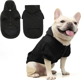 KOOLTAIL Warm Dog Winter Coat for Small Dogs, Waterproof Dog Jacket with Leash Hole, Cold Weather Dog Vest for Winter, Soft Pet Hoodie Sweater Sweatshirt Clothes for Puppy Cats Girls Boys Black L