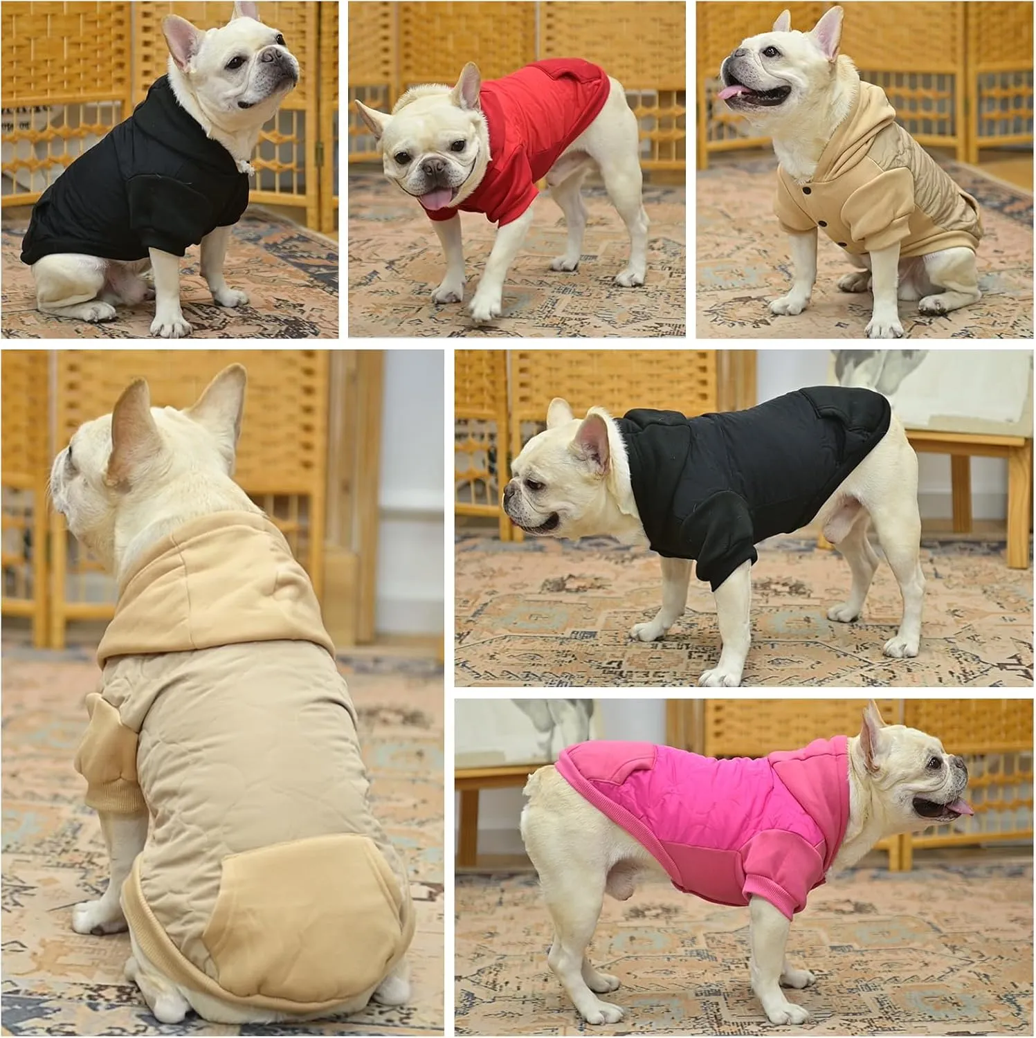 KOOLTAIL Warm Dog Winter Coat for Small Dogs, Waterproof Dog Jacket with Leash Hole, Cold Weather Dog Vest for Winter, Soft Pet Hoodie Sweater Sweatshirt Clothes for Puppy Cats Girls Boys Black L