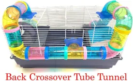 Large 3-Levels Hamster Small Animal Habitat Cage with Long Crossover Tubes Tunnels for Rodent Gerbil Mouse Mice