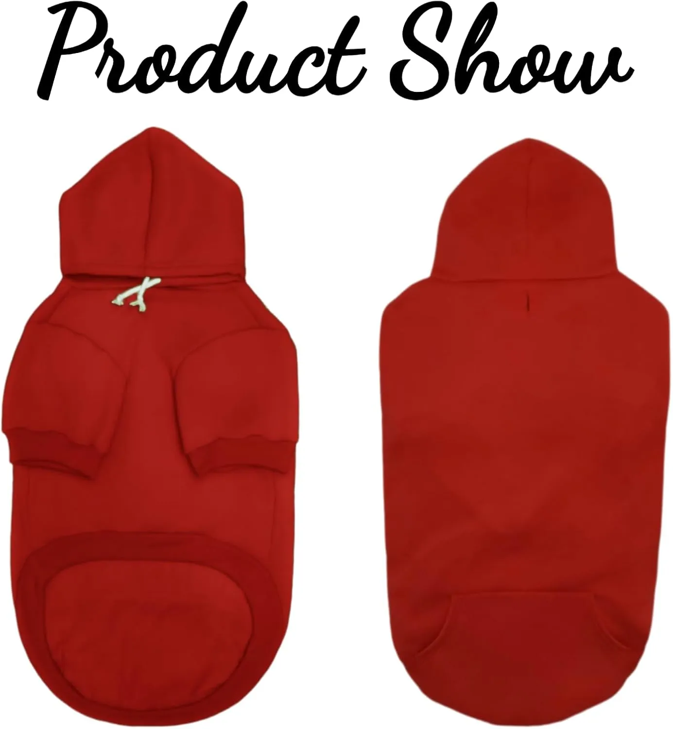Large Dog Hoodie Sweater with Leash Hole and Pocket, Fleece Lined Hooded Large Dog Sweatshirt, Soft Warm Winter Clothes for Medium Large Dogs & Cats (Red Dog Hoodie, L)