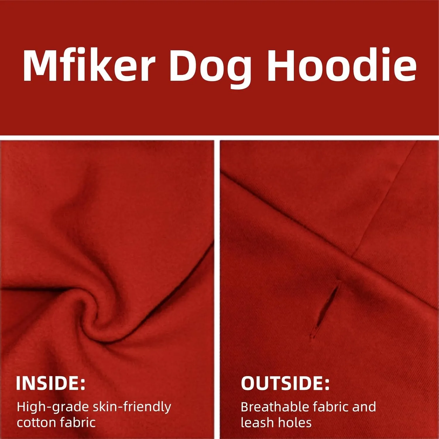 Large Dog Hoodie Sweater with Leash Hole and Pocket, Fleece Lined Hooded Large Dog Sweatshirt, Soft Warm Winter Clothes for Medium Large Dogs & Cats (Red Dog Hoodie, L)