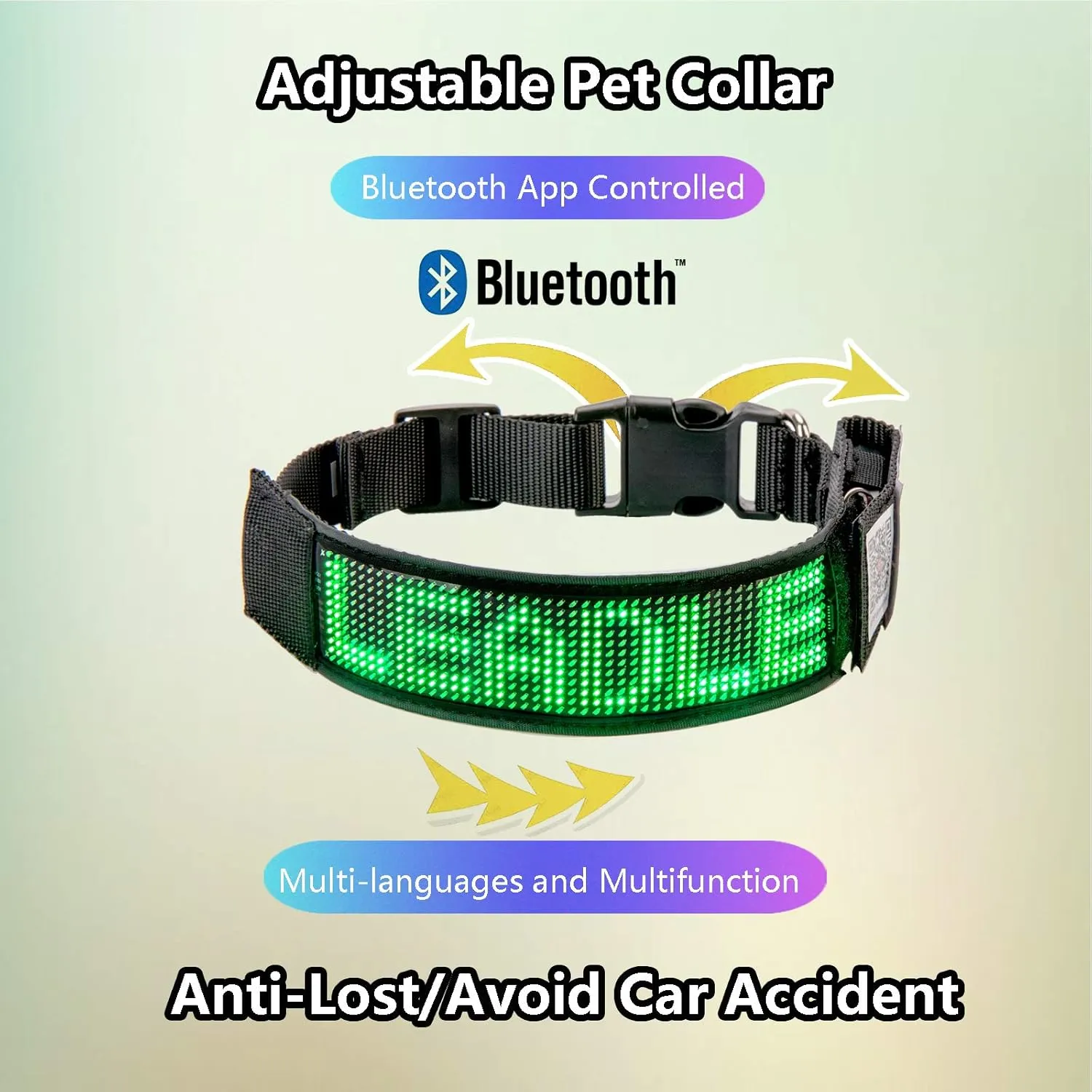 Leadleds Bluetooth LED Dog Collar, Flashing Light Up Rechargeable Pet Dog Safety Collar Glow in The Dark Light-up Neck Loop - Green LED