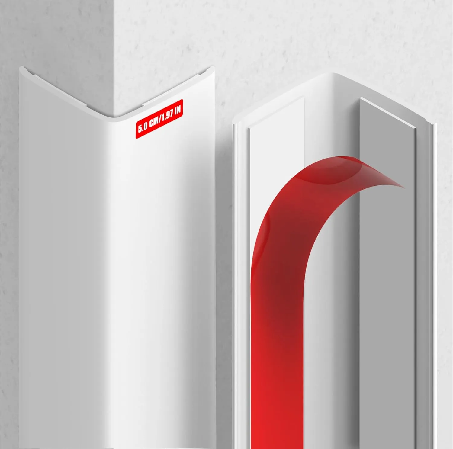 MONOID Wall Corner Protector, 2 PCS Furniture Edge Protection, PC Anti-Bump Guards Avoid Scratching Corner Trim for Door Frame, Table, Countertop, Stair, Self-Adhesive, White, 1.97IN47.24IN/5CM120CM