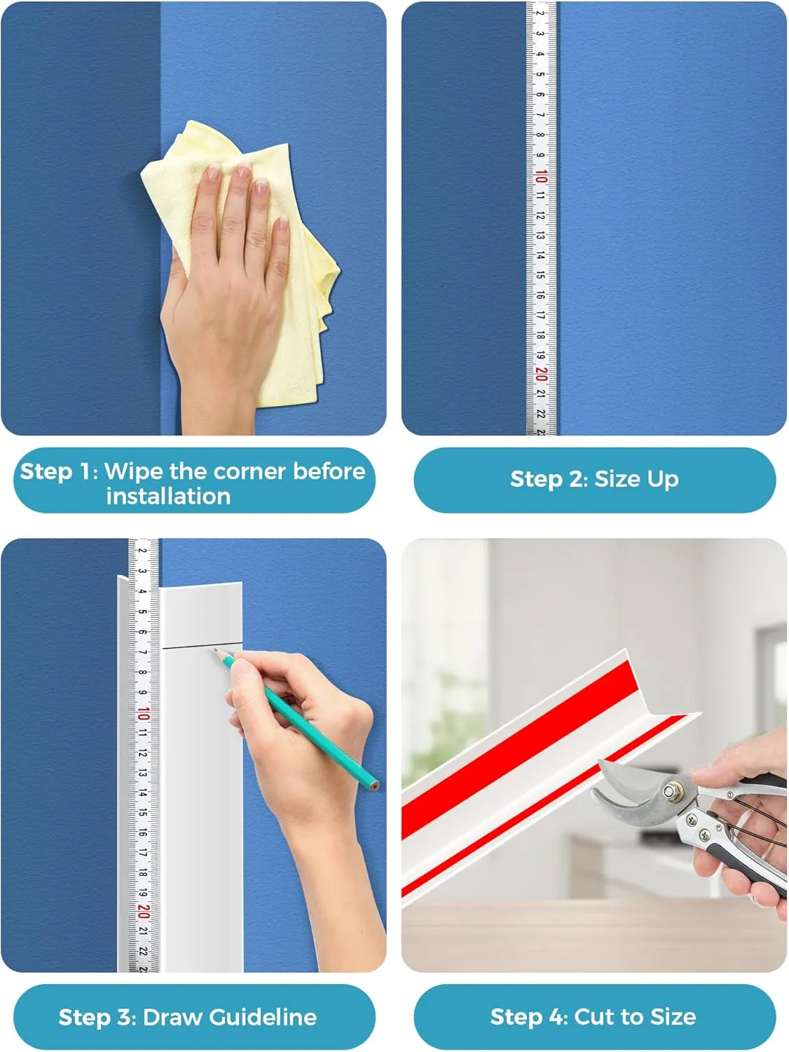 MONOID Wall Corner Protector, 2 PCS Furniture Edge Protection, PC Anti-Bump Guards Avoid Scratching Corner Trim for Door Frame, Table, Countertop, Stair, Self-Adhesive, White, 1.97IN47.24IN/5CM120CM