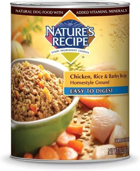Nature's Recipe Wet Dog Food, Chicken, Rice & Barley Recipe Ground Formula, 13.2 Ounce Can (Pack of 12)