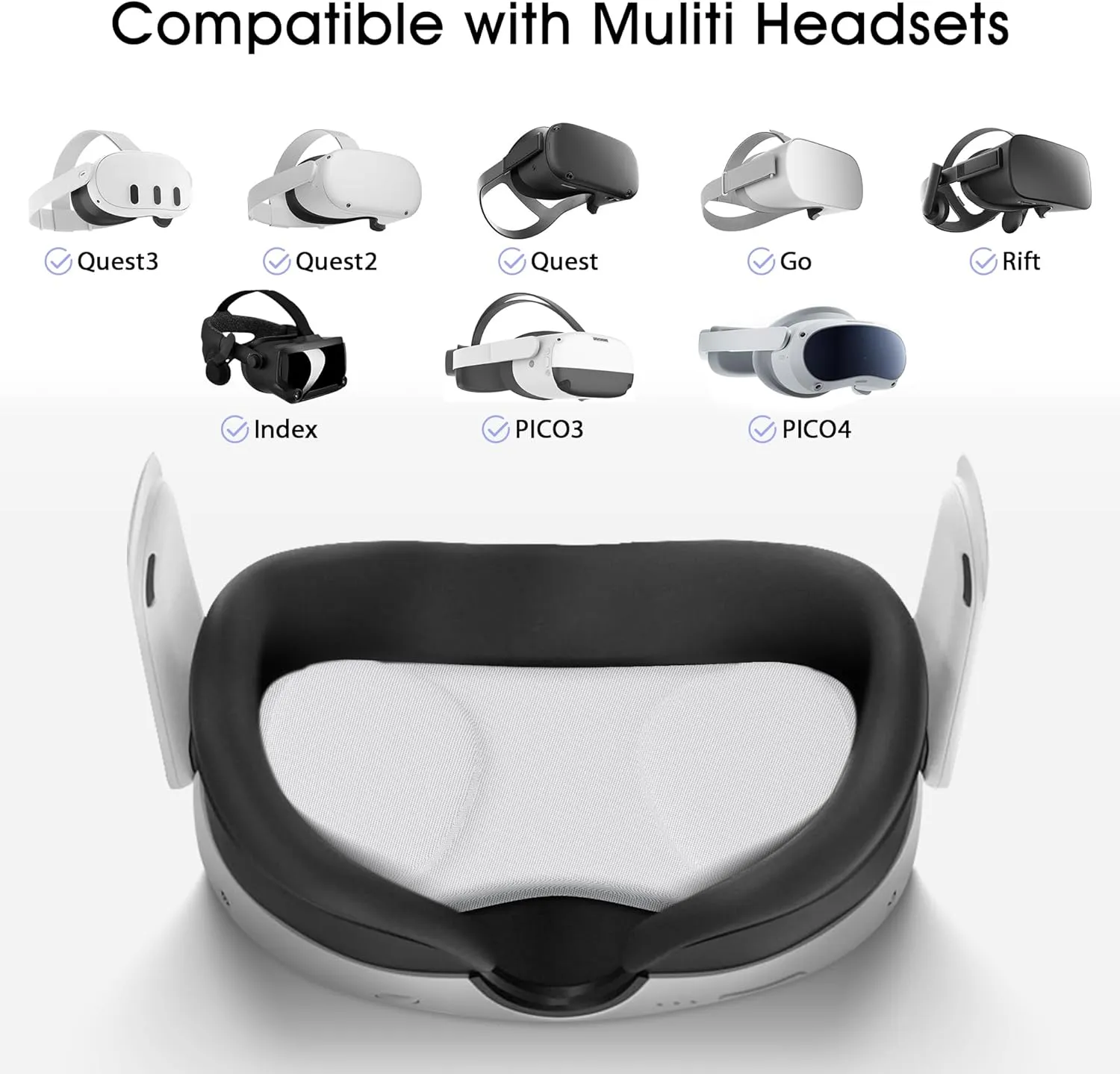Orzero (1 Pack) VR Lens Protector Cover Dust Proof Cover for Quest 3S/Quest 3/Quest 2/Quest/Valve Index Washable Protective Sleeve Sunlight Blocking Anti-Scratch and Anti-Dust - White