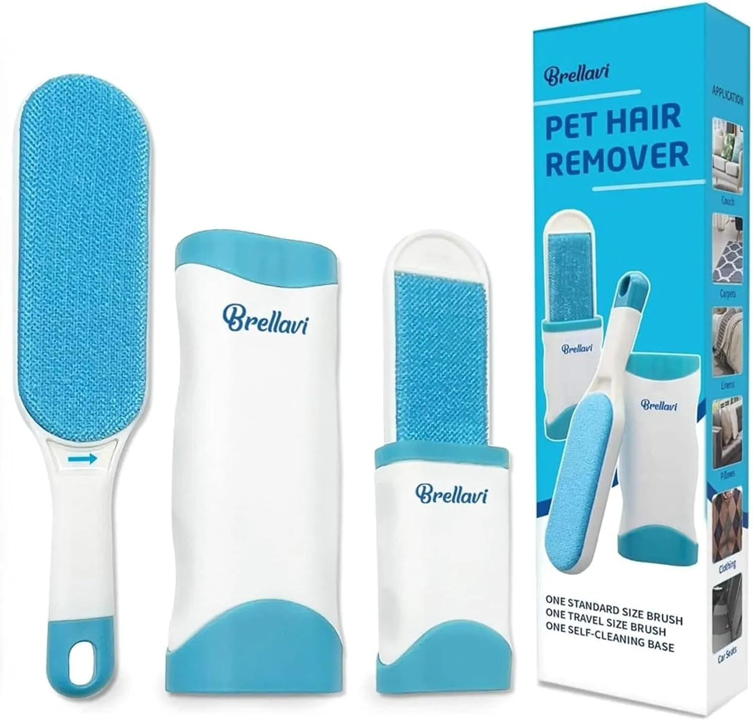 Pet Hair Remover for Clothes: Reusable Dog Cat Fur Lint Removal Brush for Clothes Furniture Couch Carpet Bed Car Seat - Self-Cleaning for Pet Owners Friends Families - Home Travel Use Fresh Blue