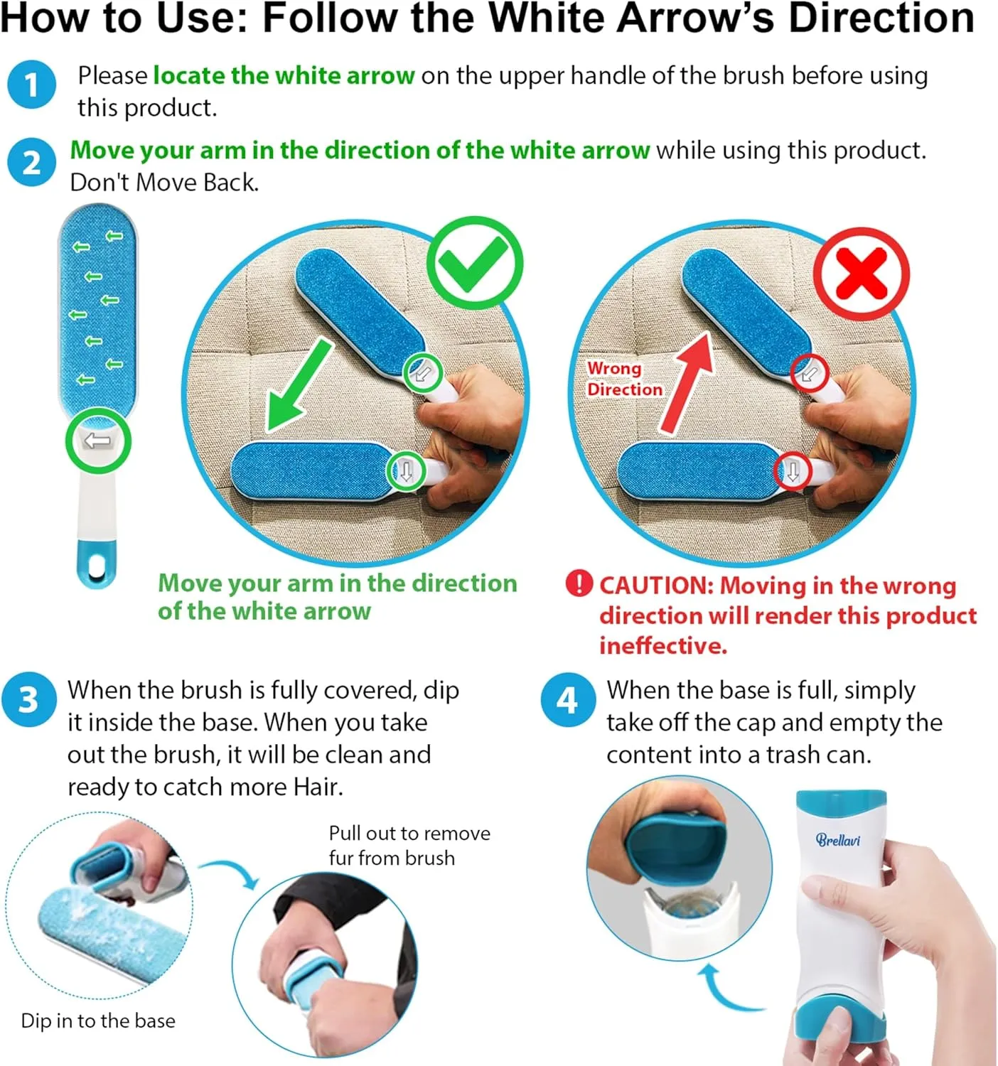 Pet Hair Remover for Clothes: Reusable Dog Cat Fur Lint Removal Brush for Clothes Furniture Couch Carpet Bed Car Seat - Self-Cleaning for Pet Owners Friends Families - Home Travel Use Fresh Blue