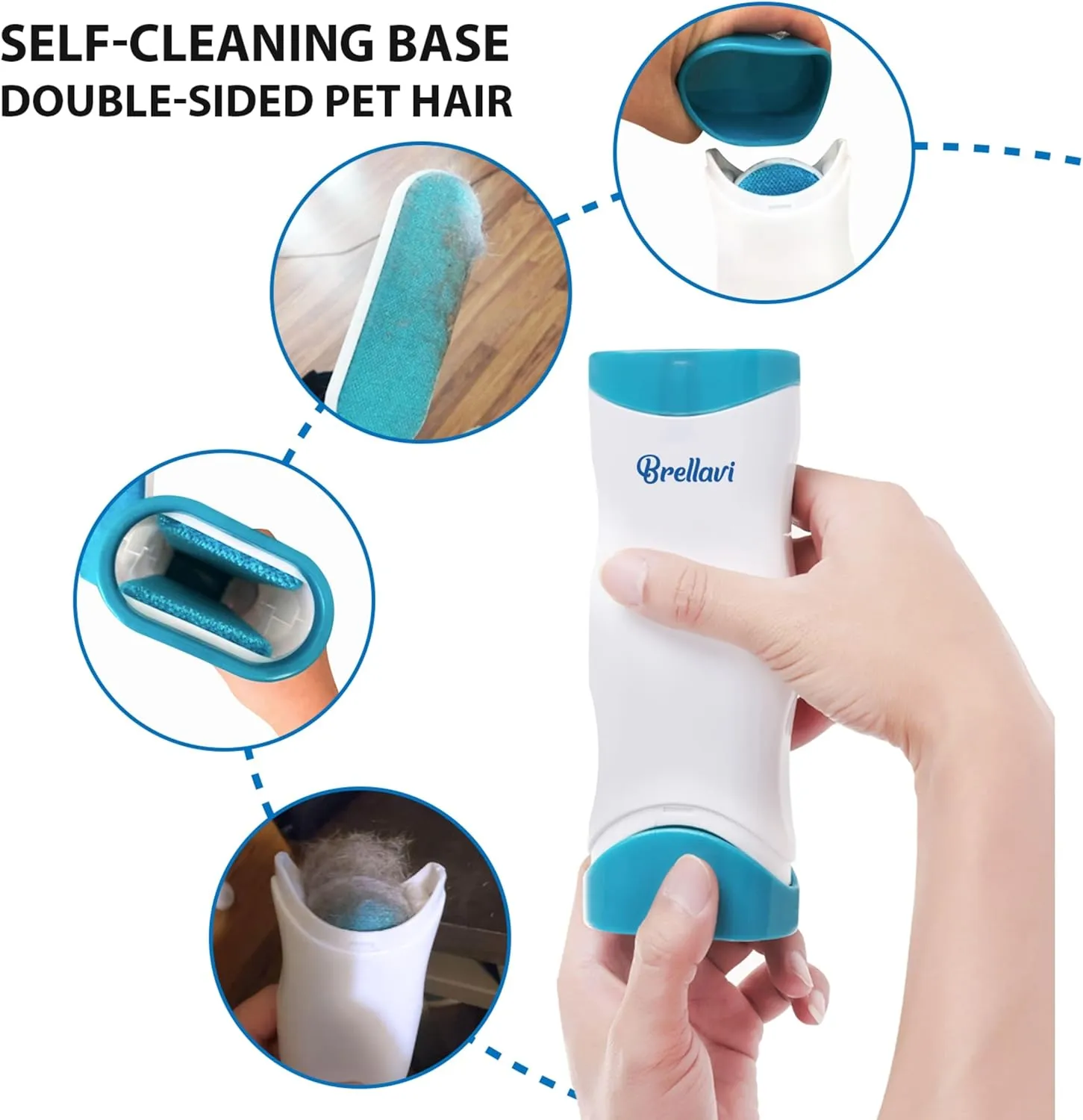 Pet Hair Remover for Clothes: Reusable Dog Cat Fur Lint Removal Brush for Clothes Furniture Couch Carpet Bed Car Seat - Self-Cleaning for Pet Owners Friends Families - Home Travel Use Fresh Blue