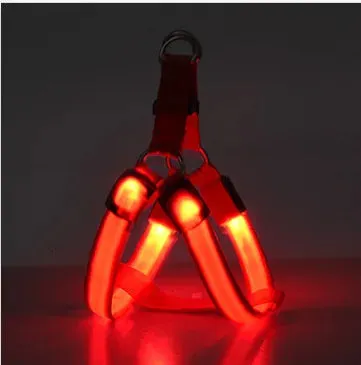 Pet Safety LED Adjustable Leash Set Flashing Light Harness Collar for Dogs