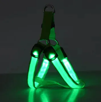 Pet Safety LED Adjustable Leash Set Flashing Light Harness Collar for Dogs