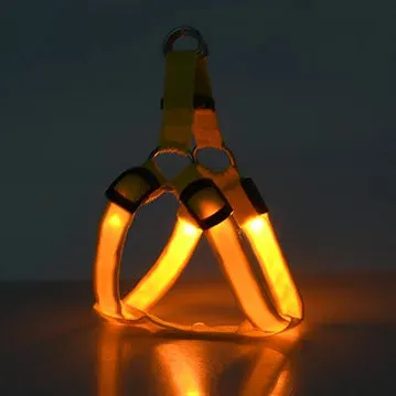 Pet Safety LED Adjustable Leash Set Flashing Light Harness Collar for Dogs