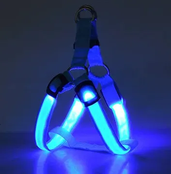 Pet Safety LED Adjustable Leash Set Flashing Light Harness Collar for Dogs