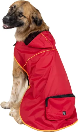 PetRageous 24201XXL Banff Packable Dog Rain Jacket in XXL, Red