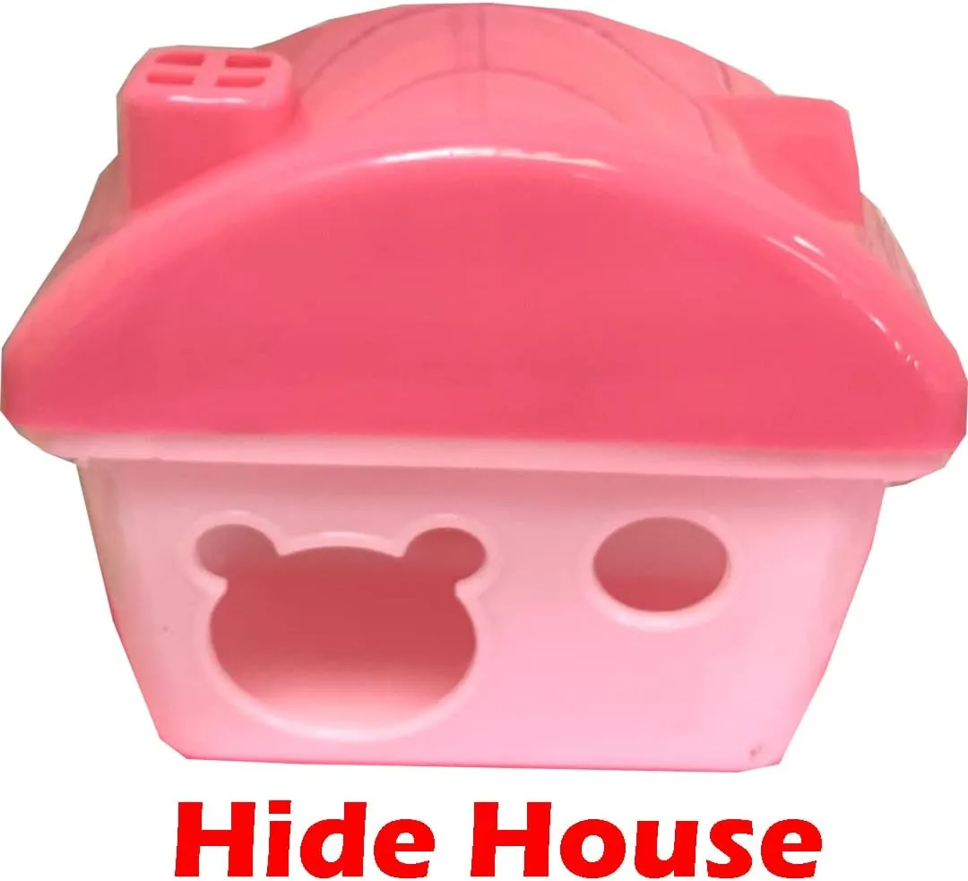 Pink Large 5-Levels Hamster Gerbil Mice Mansion Habitat Home with Corssover Tubes Tunnels Hide House Running Wheel