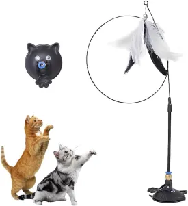 Puff Pet MeowMastery Toy, Upgrade Suction Cup Cat Toys for Indoor Cats, Cat Toys for Bored Indoor Adult Cats Wand Attachments (Black)