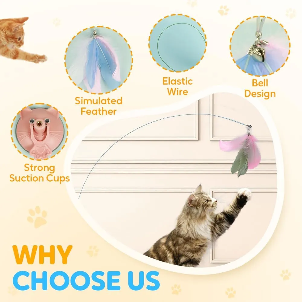 Puff Pet MeowMastery Toy, Upgrade Suction Cup Cat Toys for Indoor Cats, Cat Toys for Bored Indoor Adult Cats Wand Attachments (Black)