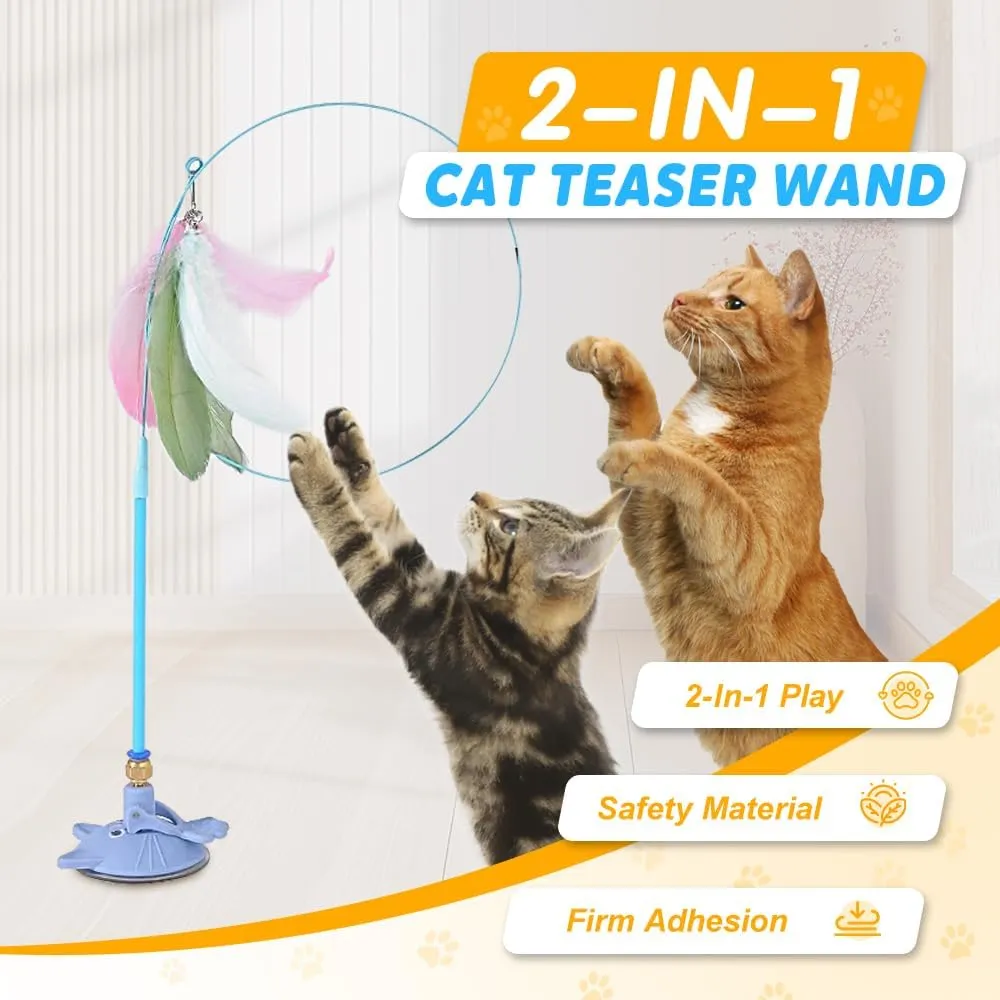 Puff Pet MeowMastery Toy, Upgrade Suction Cup Cat Toys for Indoor Cats, Cat Toys for Bored Indoor Adult Cats Wand Attachments (Black)