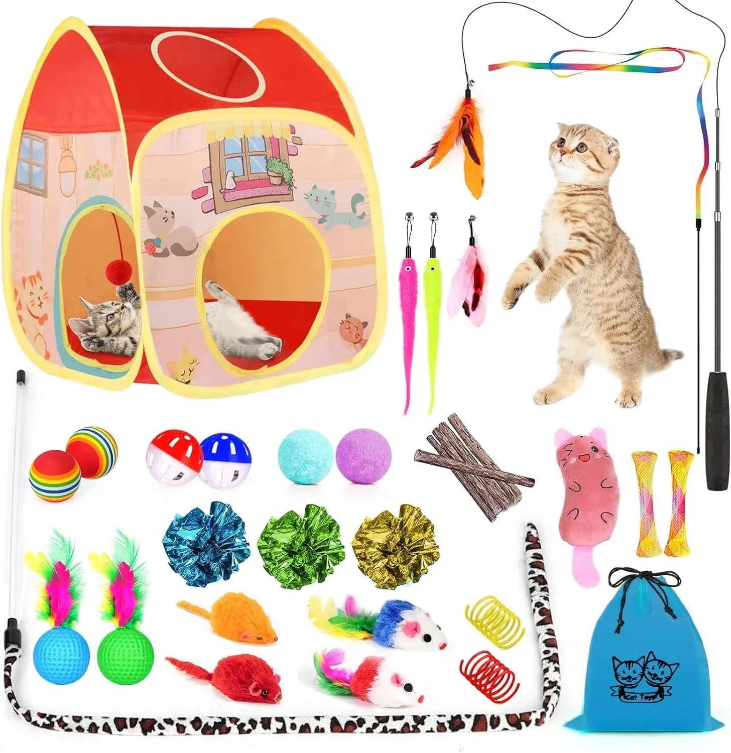 Purrfect Playtime Cat Toys Set - Meet Whiskers' Wonderland! 🌟🐱