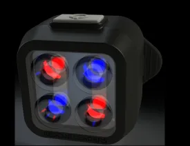 Rescue Leaders RBLBRA-2 RED & BLUE Body Beacon LED Equipped Leather Brass Snap Belt Keeper First Responder Light Gen 2 - Quantity of 2