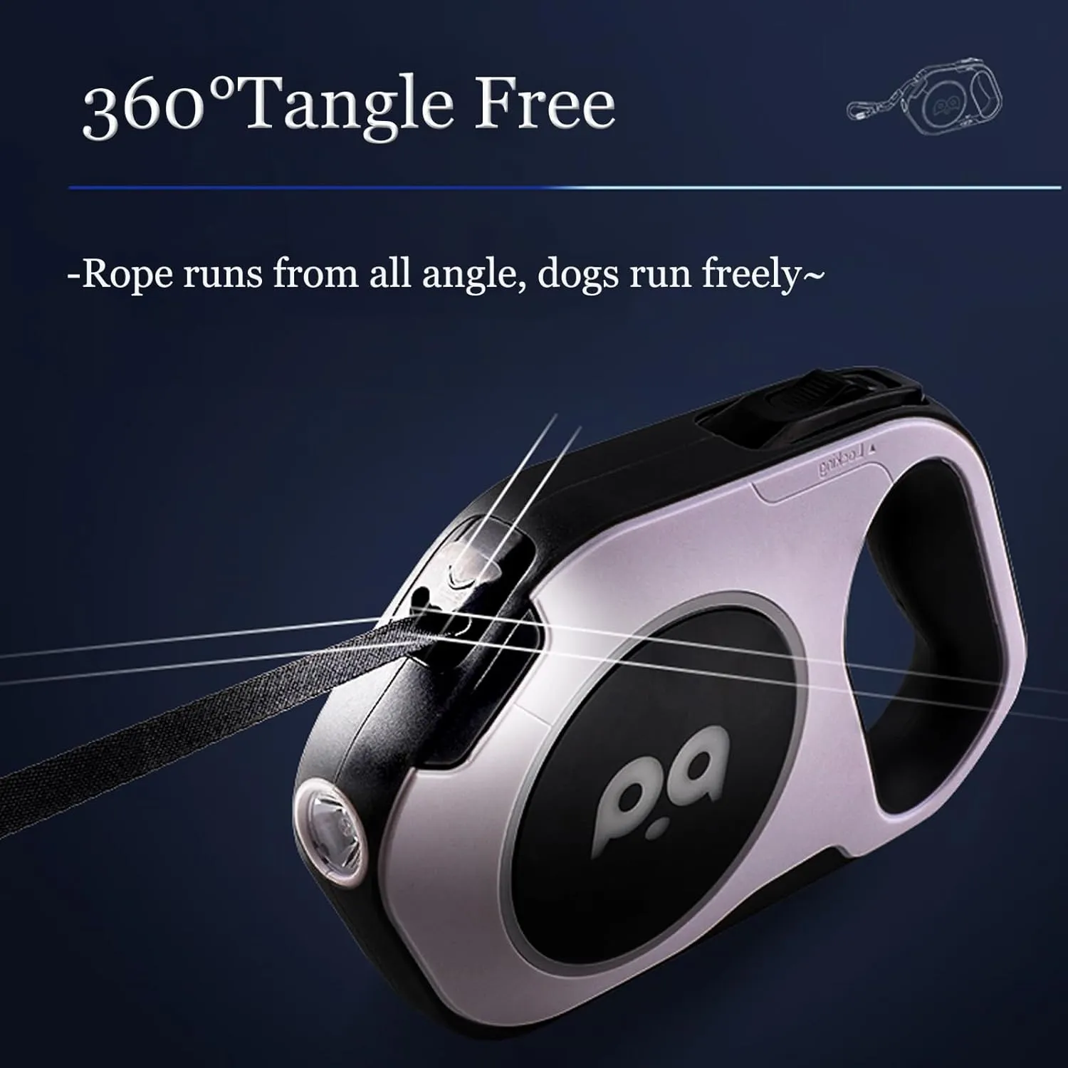 Retractable Dog Leash Upgraded Rechargeable with LED Light, One-Hand Brake and Unlock Tangle Free Pet Leashes 16ft/5m Nylon Tape for up to 88lbs Small Medium Large Dogs
