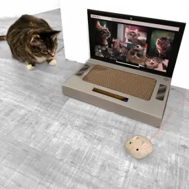 Scratchbook Pro with Catnip! - Laptop-Shaped Cat Scratchpad with Catnip and Bonus Toys for Endless Fun!