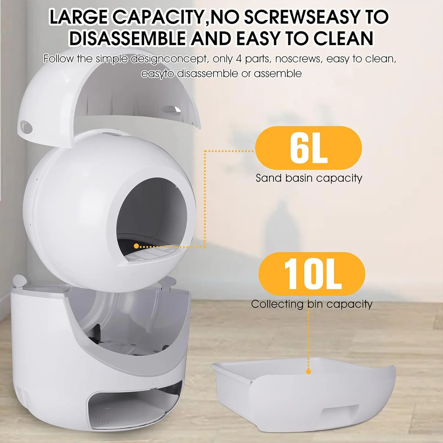 Self Cleaning Litter Box, Large Self Cleaning Litter Box for Multiple Cats, App-Controlled & Safety Sensors, Cat Litter Boxes Automatic Cleaning with Removable Washable Liner (22W x 26H Inch)
