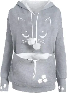 Sexyshine Women's Big Pouch Hoodie Pet Cat Dog Holder Carriers Pullover Sweatshirts