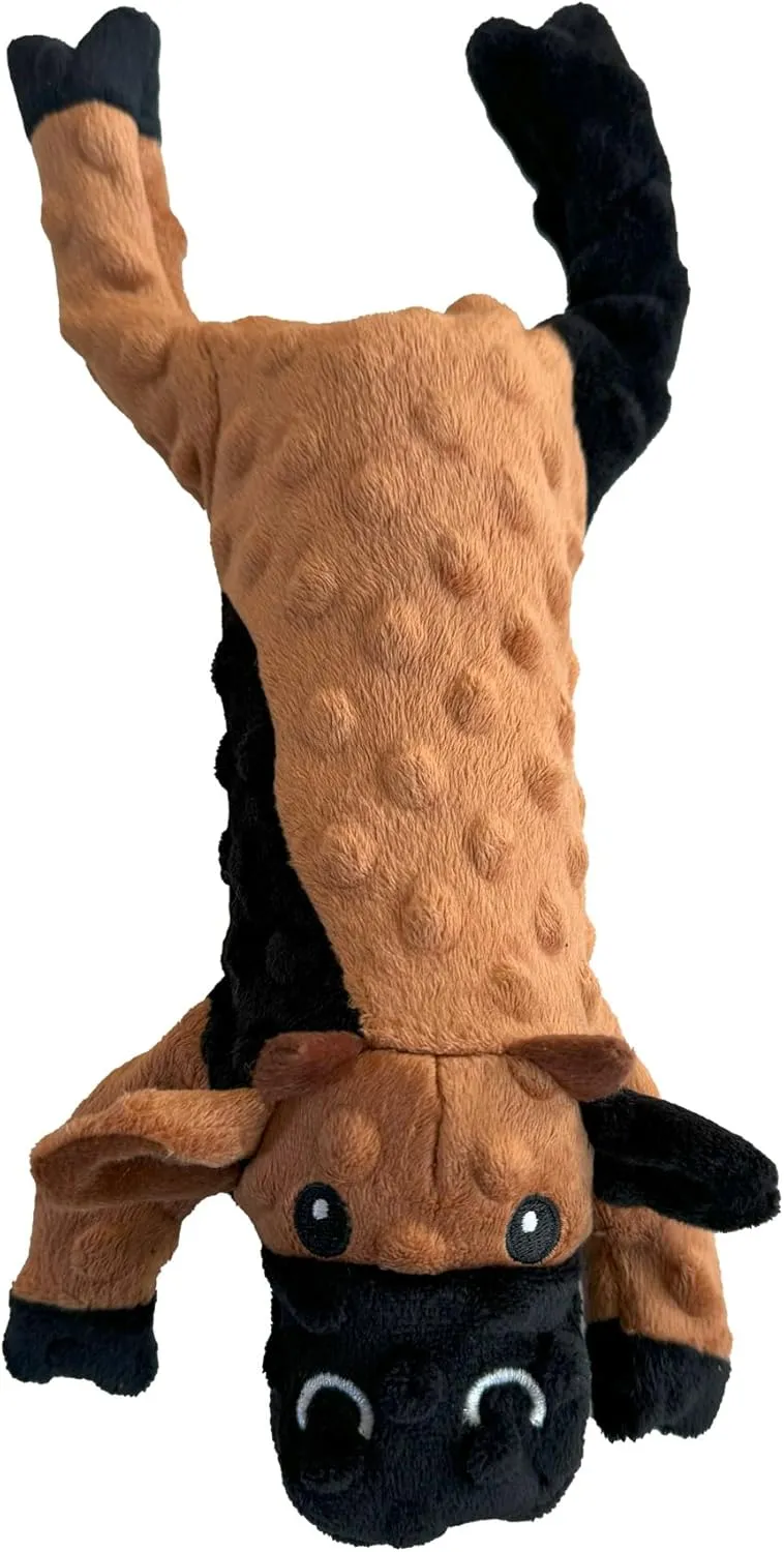 SPOT Skinneeez Extreme Stuffers Cow - Stuffing Free Dog Toy With Squeaker & Rip Stop Mesh Lining for Durability- Insert Plastic Bottle for Extra Crunch, For Small to Medium Puppies & Dogs - 14in