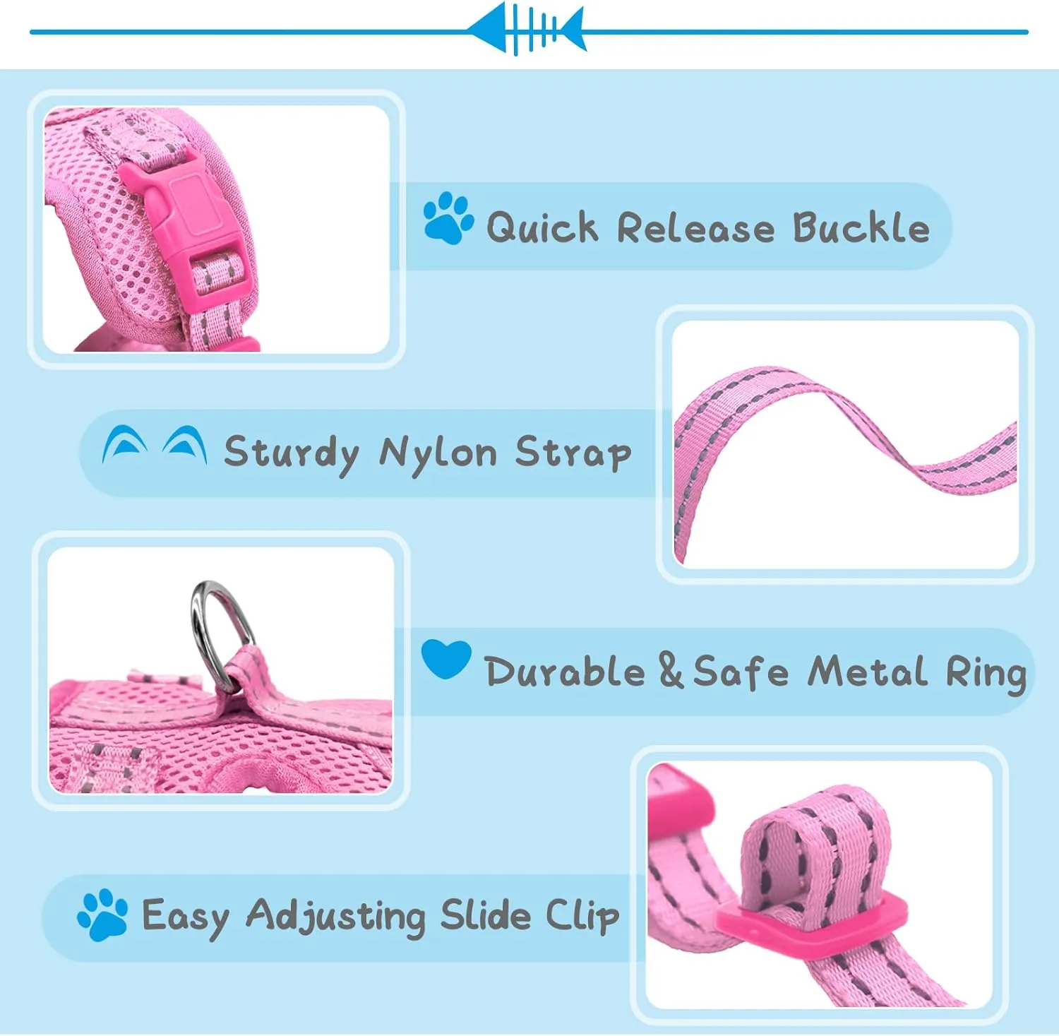 Supet Cat Harness and Leash Set for Small to Large Cats Adjustable Cat Vest Harness with Reflective Trim Universal Cat Leash and Harness for Cats/Puppies Outdoor Walking