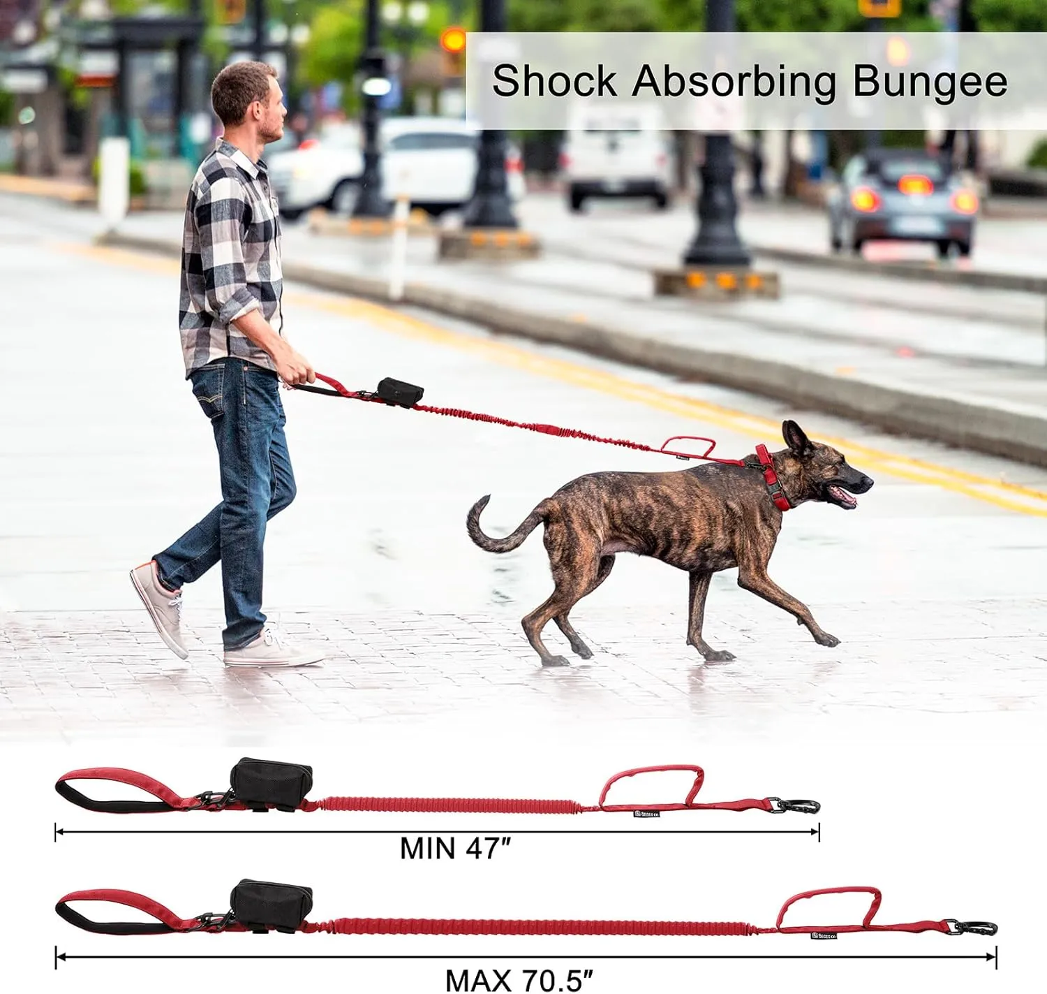 Tactical Dog Collar Adjustable Military Collar: - Nylon K9 Collars with Handle and Heavy Duty Metal Buckle for Medium and Large Dogs with 3 Patches and Airtag Case Holder (Red-Set, XL)