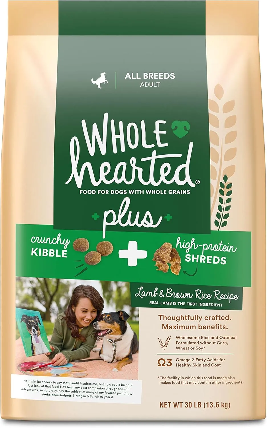 WholeHearted Plus Lamb & Brown Rice Recipe with Whole Grains Dry Dog Food 30 lbs.