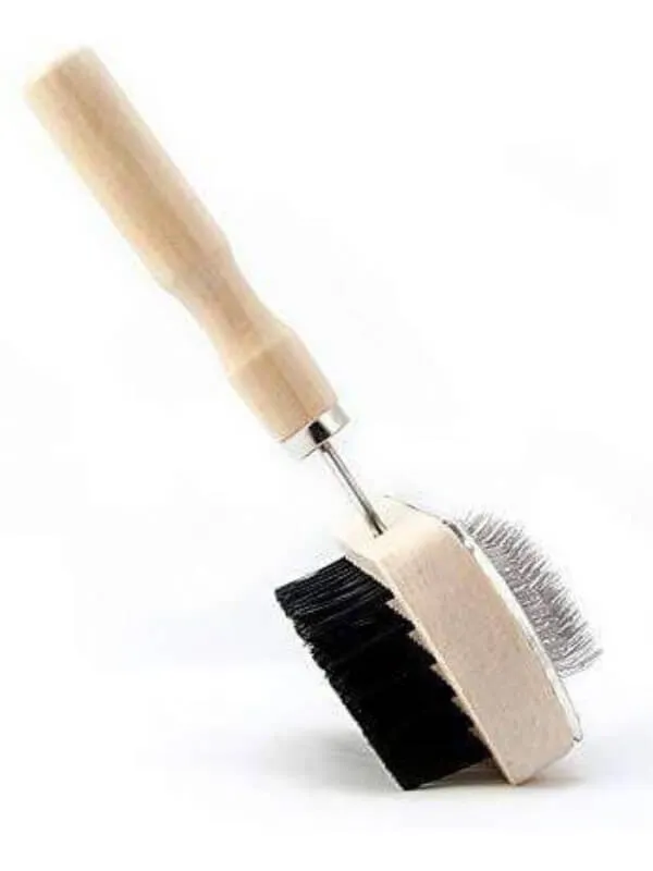 Wooden Dog Brush with Hard and Soft Bristles - Double Sided Brush