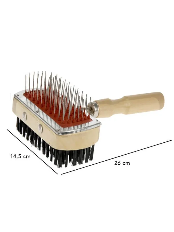 Wooden Dog Brush with Hard and Soft Bristles - Double Sided Brush